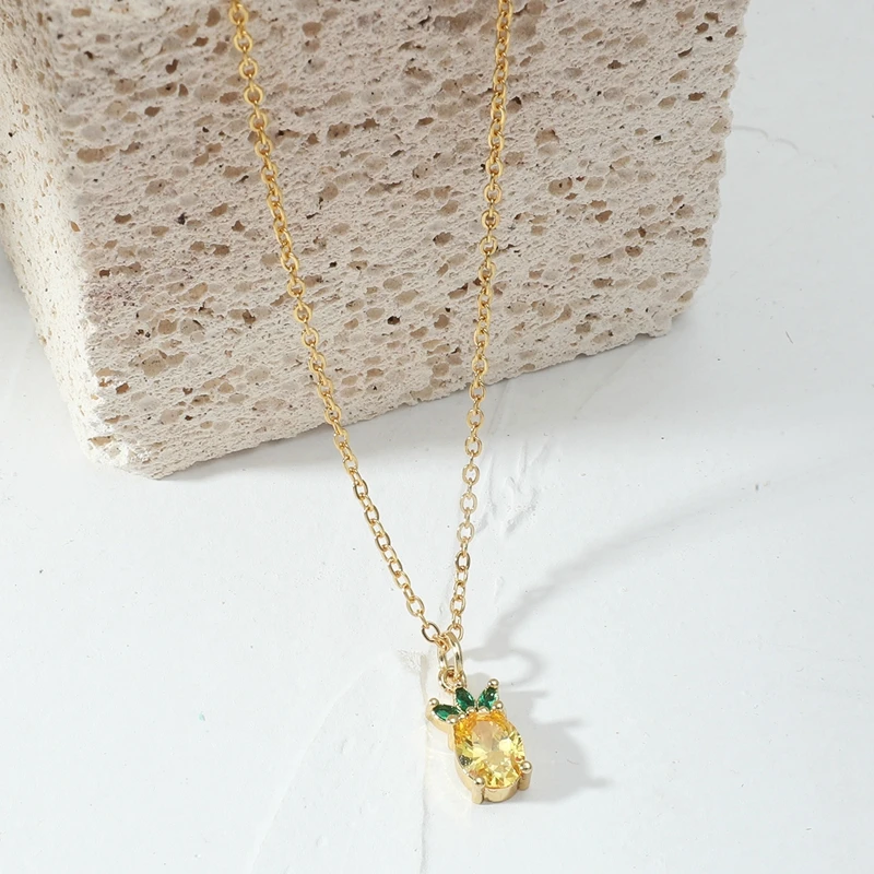 

2021 New Gold Necklace for Women Yellow Crystal Simple Rhinestone Necklace Fashion Femme Jewelry Gift Pendant Accessories