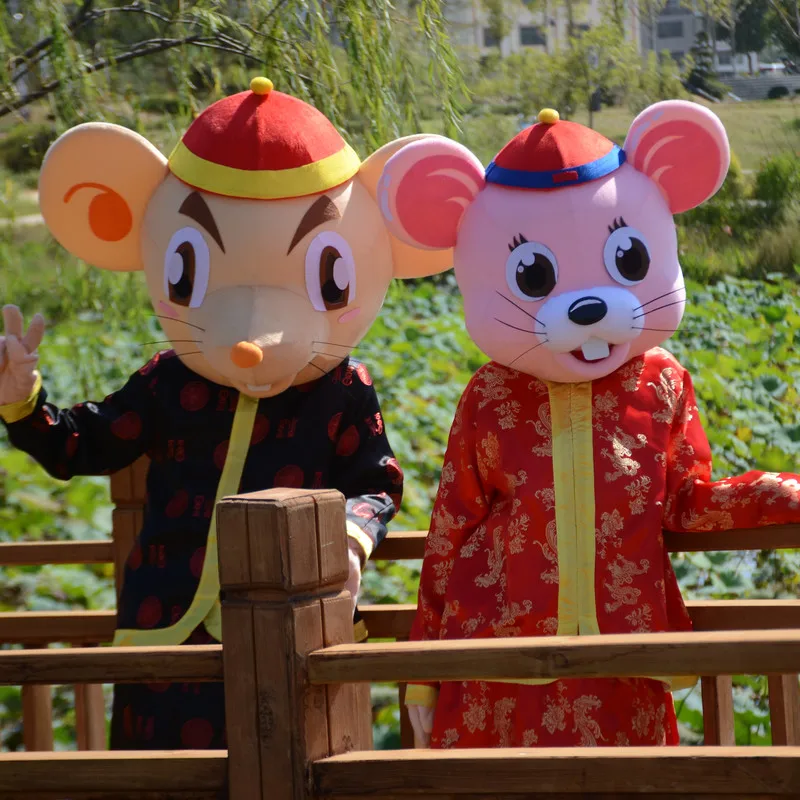 Custom Mouse Cartoon Doll Costume Head New Year Mascot Zodiac Clothes Cosplay Anime Halloween Costumes Christmas | Тематическая