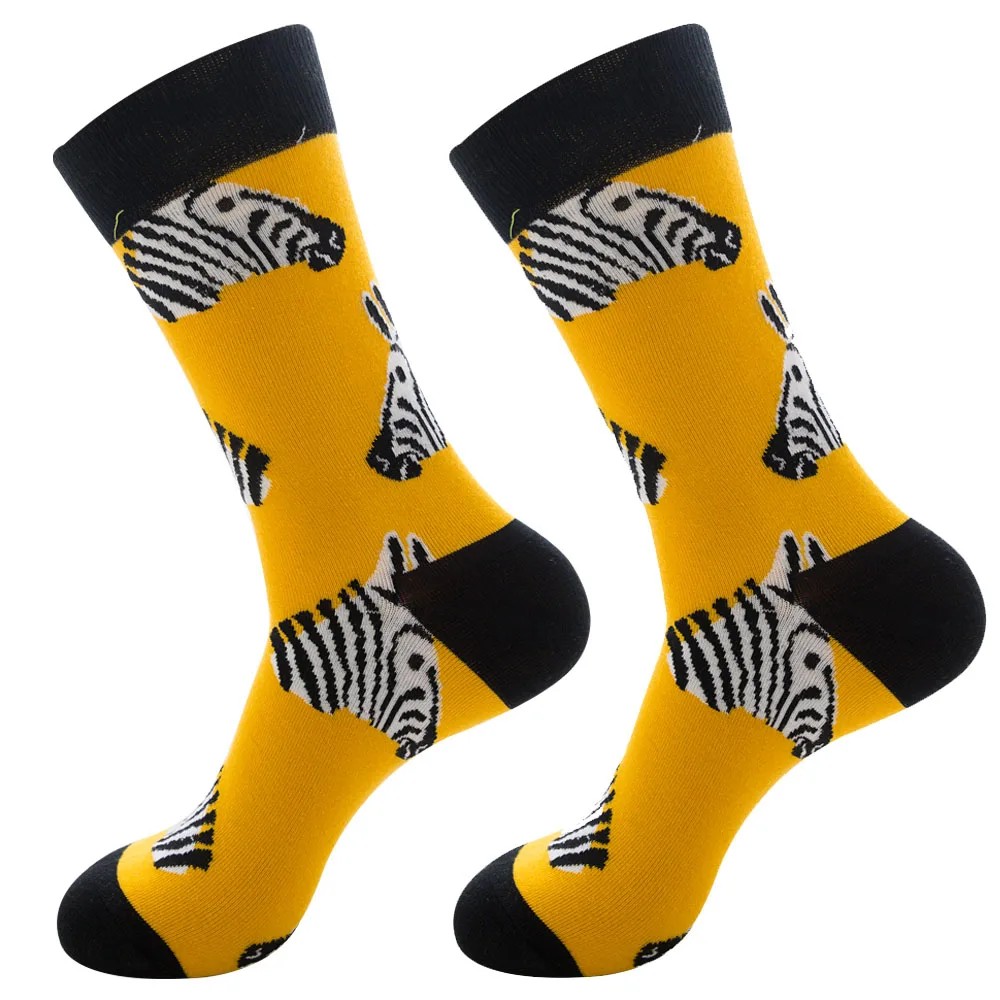 Zebra Quaslover, 1 пара, мужские цветные носки рождественские хлопковые Компрессионные носки зимние носки с изображением счастливых животных модные подарки для мужчин и детей - Цвет: Zebra