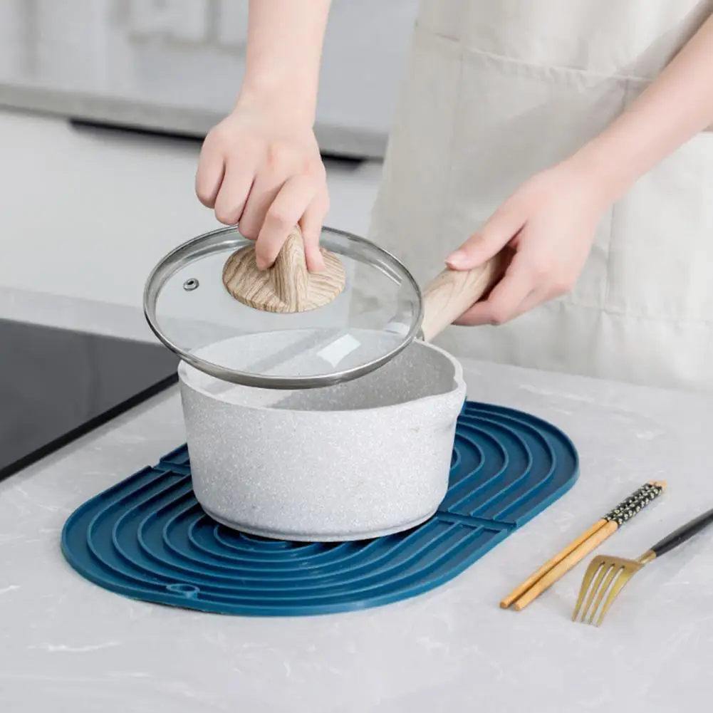 

Great Drain Coaster Eco-friendly TPR Cup Mat Foldable Table Place Dish Cup Drying Mat for Household Drying Mat