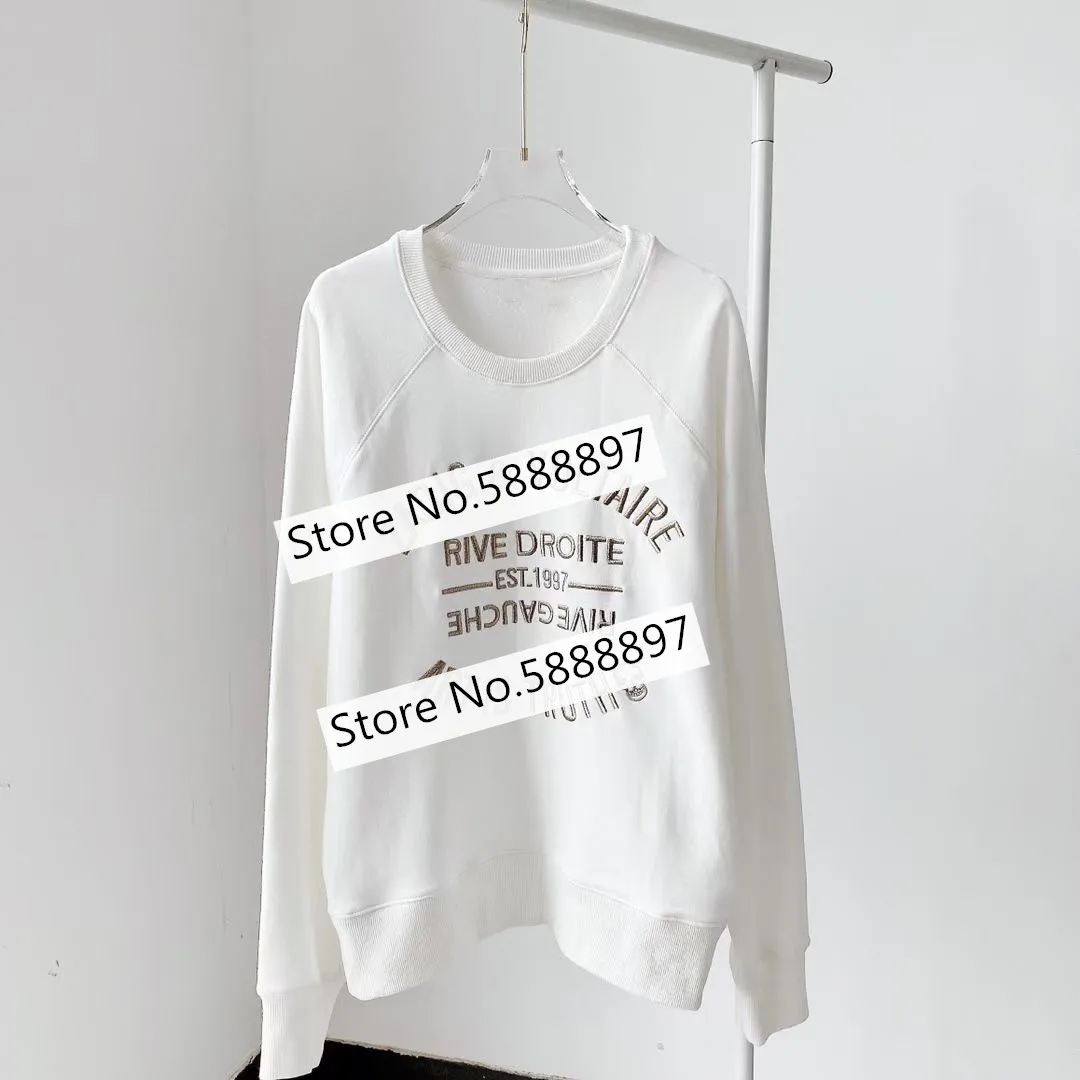 Женский свитшот с вышивкой буквами повседневный Свободный пуловер из 2021 хлопка