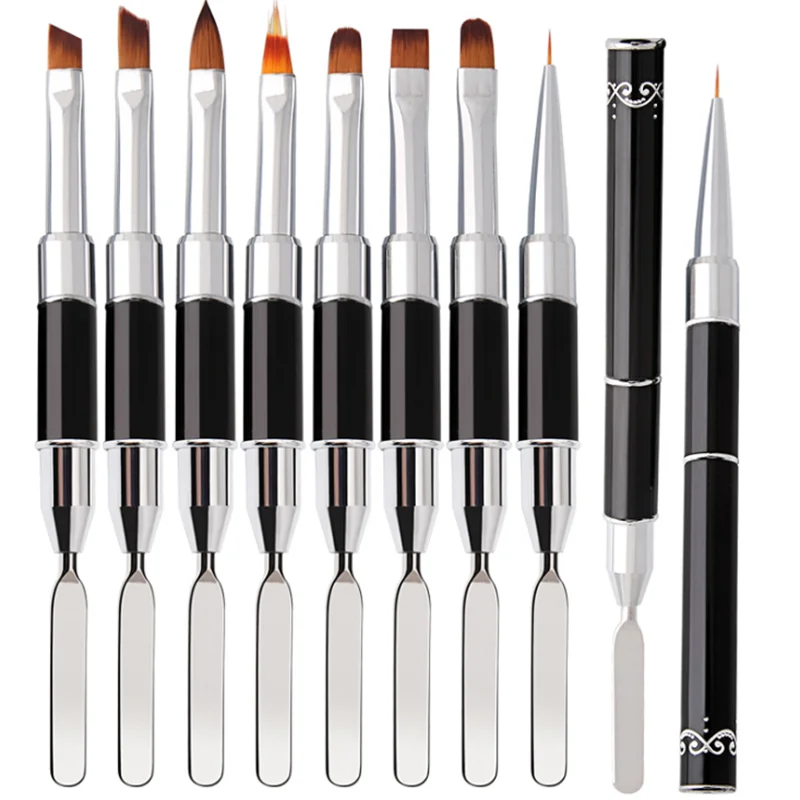 

1PC Nail Phototherapy Pens Nail Art Brush Liner Dotting Builder Flat Crystal Painting Drawing Carving Pen UV Gel Manicure Tools