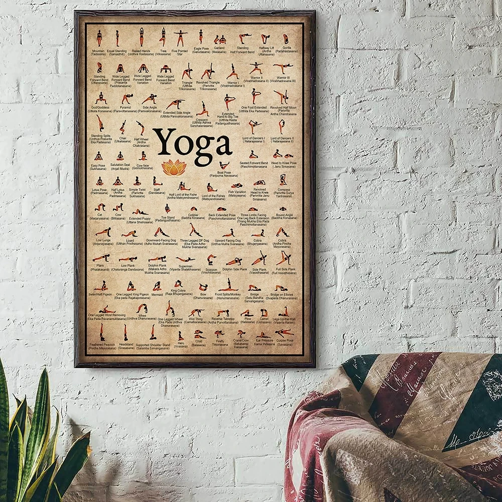 

Canvas Painting Home Exercise Gym Yoga Ashtanga Chart Pose Health Poster Wall Art Yoga Print Living Room Home Wall Decoration