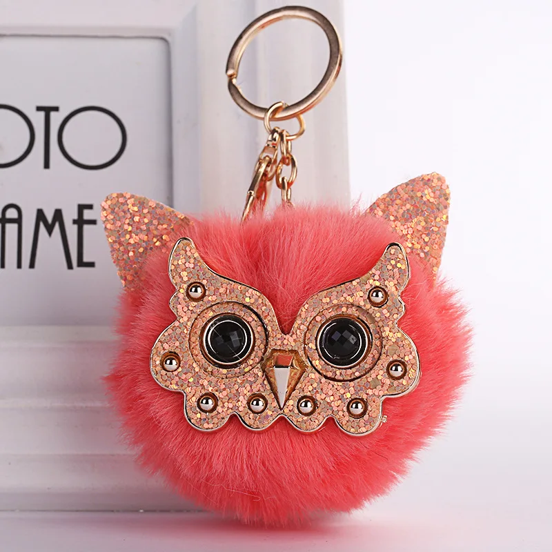 Cute Owl Pompom Keychain Trendy Animal Shape Lovely Faux Fur Ball Car Key Ring Women Girls Holder Bag Pendant Trinket Gift | Украшения и