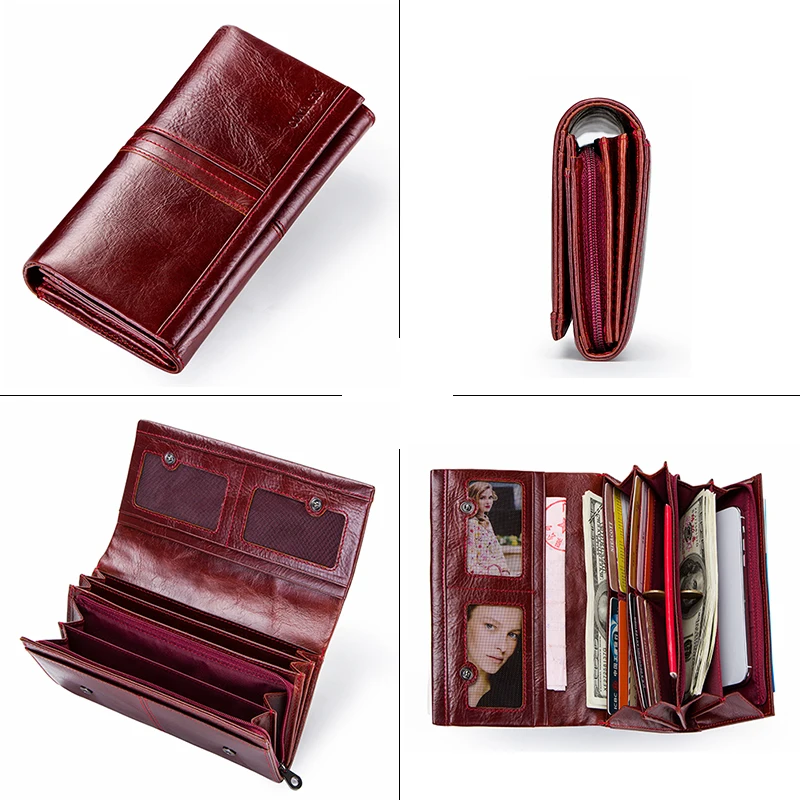 Женские кошельки Contact's из натуральной кожи с бесплатной гравировкой Дамский