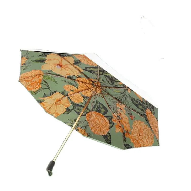 

Складной зонт для мужчин и женщин, зонтик двухслойный из титана и серебра, с защитой от УФ-лучей, солнечного света, дождя