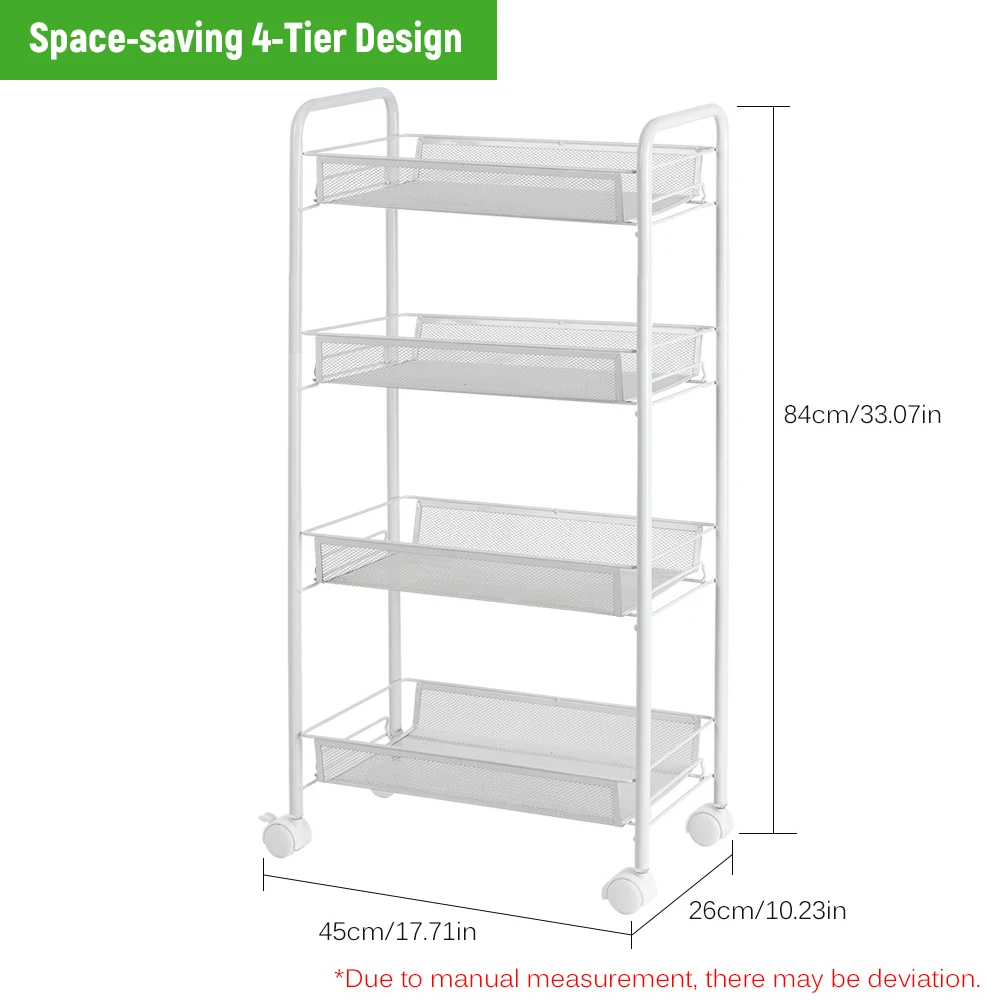 4 Tiers Storage Holders Cart Mobile Shelving Unit Organizer Slide Out Rolling Utility for Kitchen Bathroom Shelf | Дом и сад