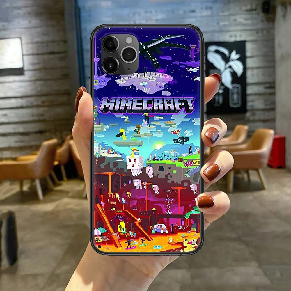 

Mini world Game Phone Case Cover For Iphone 5 5S 6 6S PLUS 7 8 11 12 Mini X XR XS PRO SE 2020 MAX black Prime Fashion Hoesjes