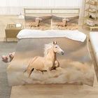 Комплект постельного белья с 3D рисунком желтой лошади, роскошный комплект пододеяльника, домашний текстиль, King, Queen, двойной, один размер, Прямая поставка
