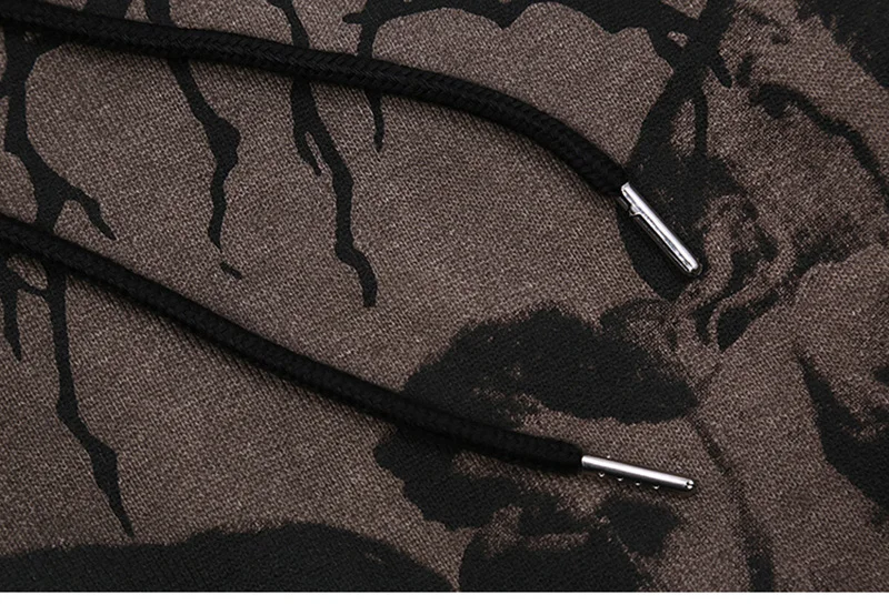 

Zip-up Y2K Women's hip-hop streetwear hooded jacket angel dark print jacket coat Harajuku cotton jacket coat zipper E-girl punk