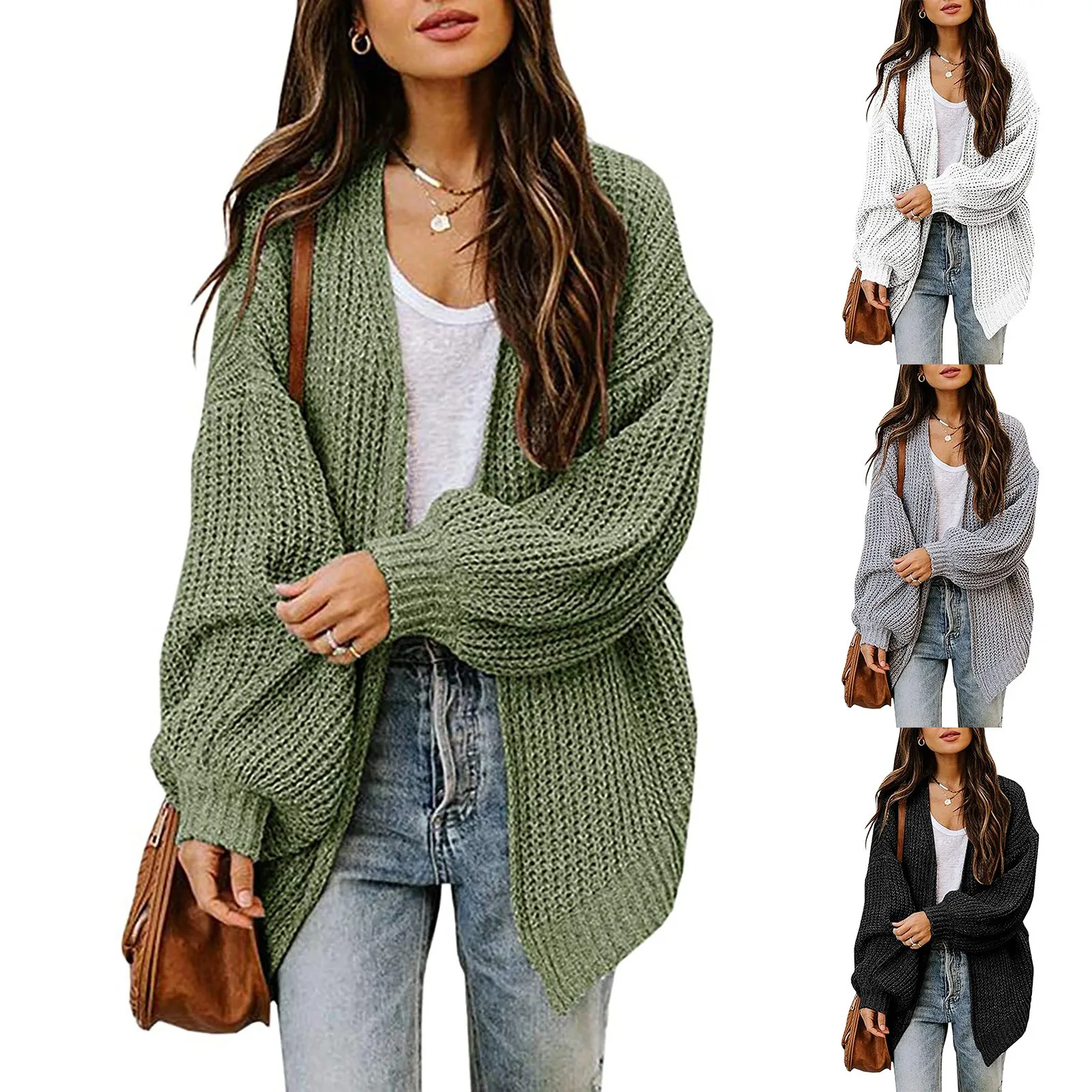 

Fitshinling Batwing Sleeve BOHO Knitted Cardigan Pockets Holiday Oversize Winter Coat Twist Loose Vintage Long Cardigans Women