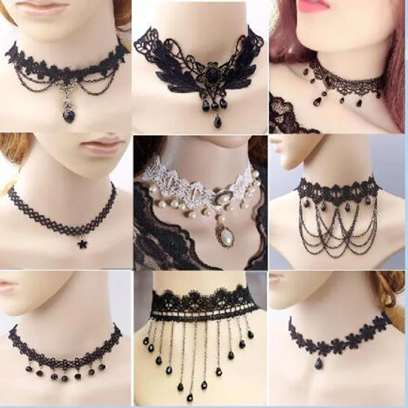 2019 модное готическое викторианское хрустальное ожерелье чокер с кисточками и