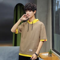 2021 summer hoodie mens short sleeved korean style o neck loose streetwear harajuku hip hop fashion cloth men