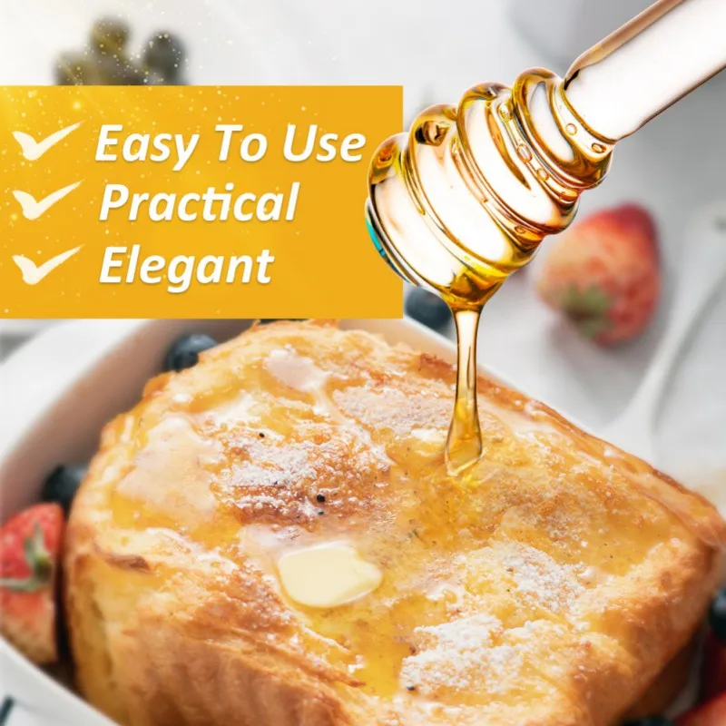 

Handmade Honey Jar with Dipper Glass Made Honey Dipper and Honey Pot for Kitchen Tools