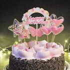 Блестящий Топпер для торта из ПВХ WEIGAO, звезда, облако, корона, радуга, единорог, украшение на день рождения, единорог, радуга, украшения для торта