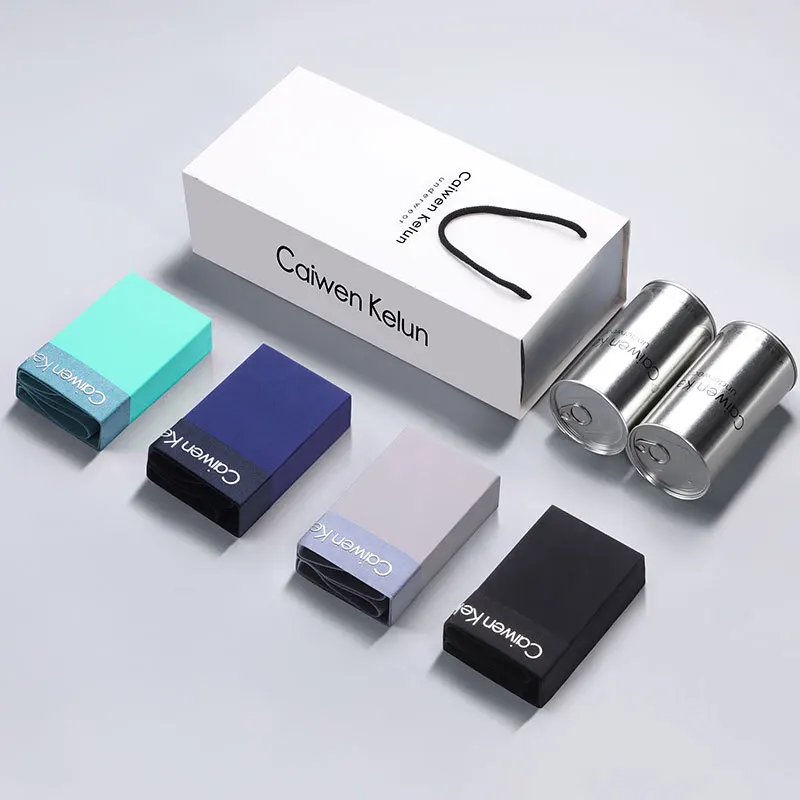 4 Pcs Gift Box Men's Breathable Underwear Boxer Briefs Ice Silk Seamless Ultra-thin Breathable Antibacterial Trend Boxer Shorts