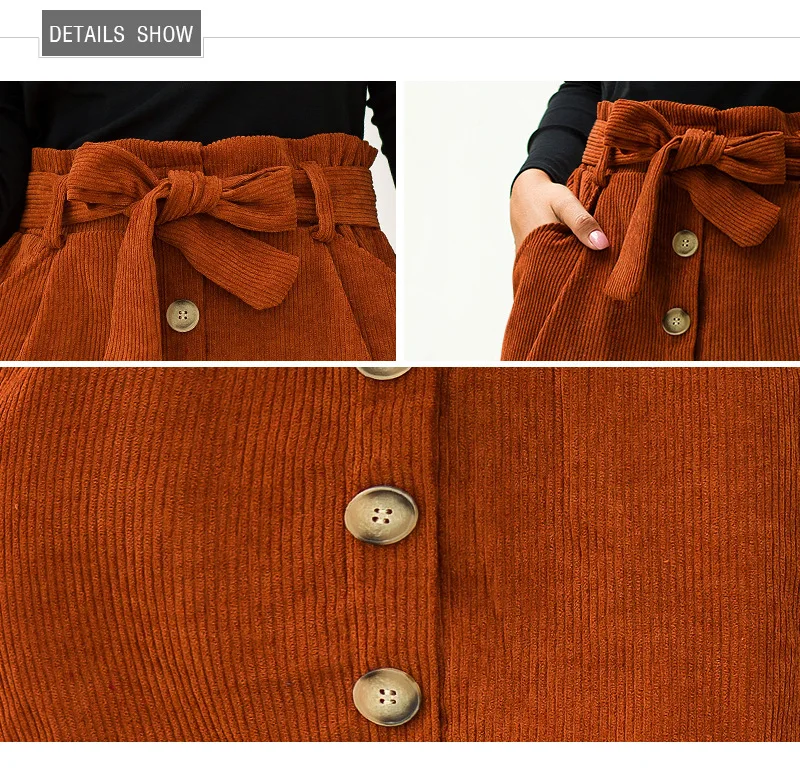 

Winter Belt A-line Mini Skirt Fashion High Waist Stretch Button Pocket Short Skirt Woman Office Plus Size All-match Black Skirts