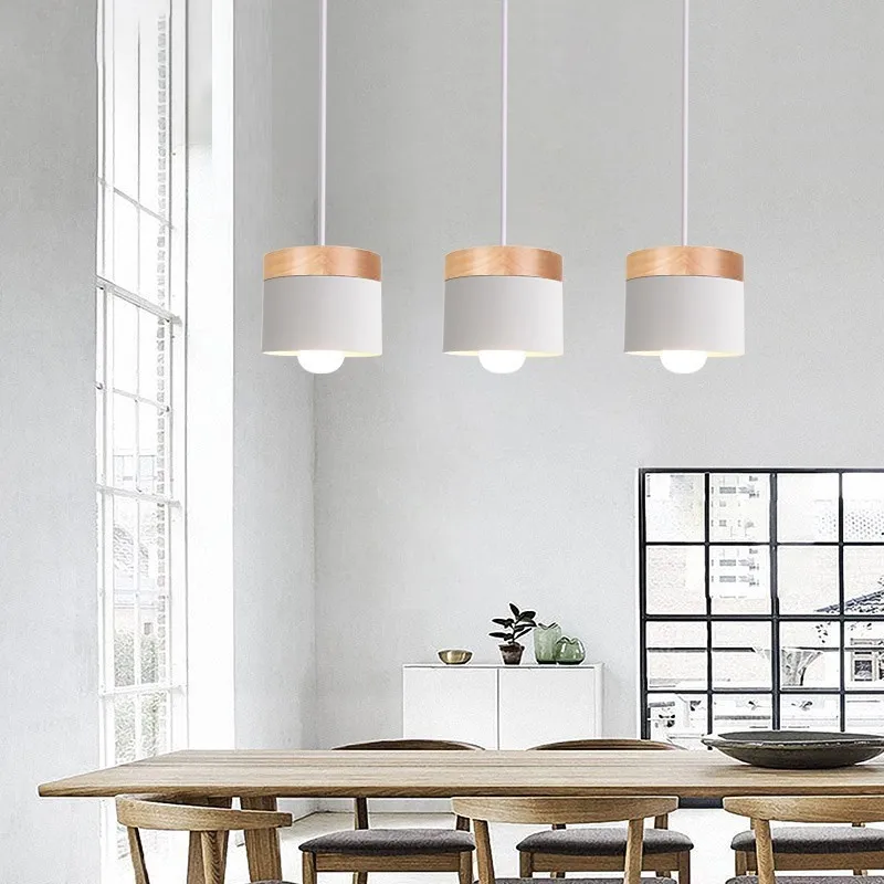 Современная светодиодная Подвесная лампа из дуба в скандинавском стиле