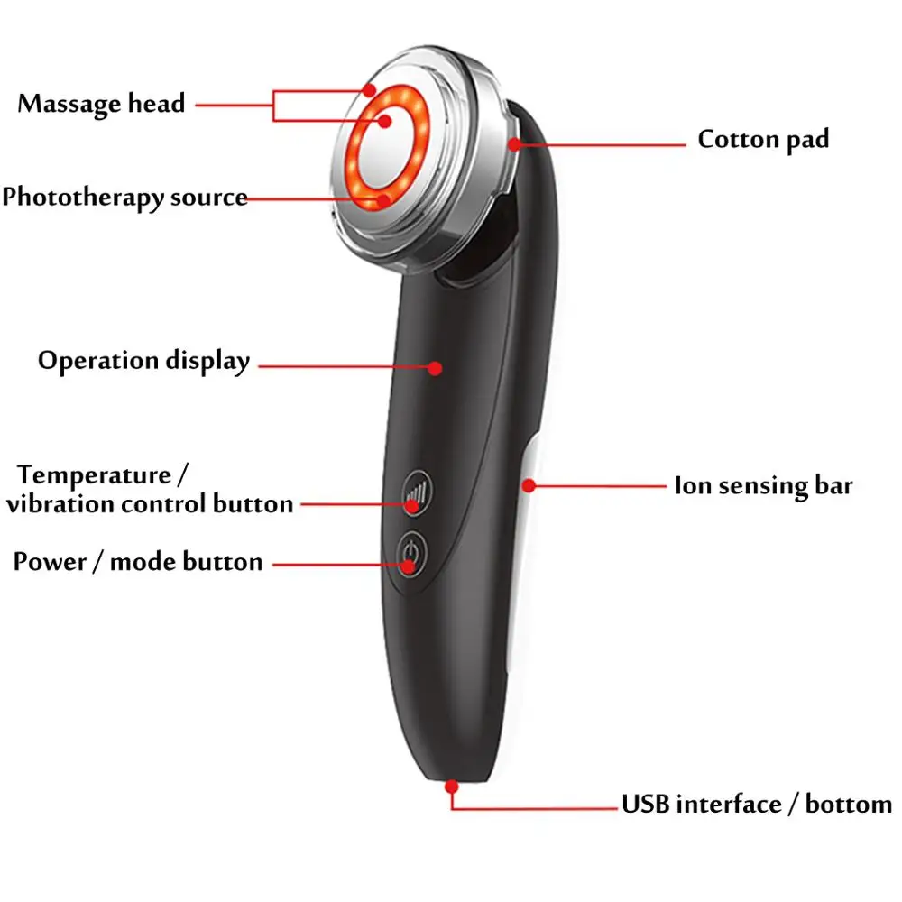 

USB Ultrasonic Beauty Apparatus Facial Massage Cleansing Firming Photon Rejuvenation Therapy Vacuum Facial Tool