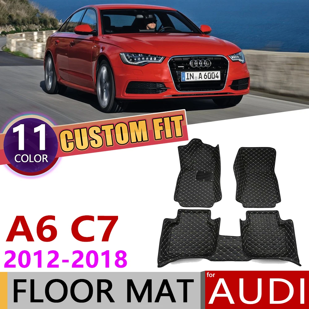 Пользовательские автомобильные кожаные Коврики для Audi A6 седан C7 4G 5 мест 2012 ~ 2018