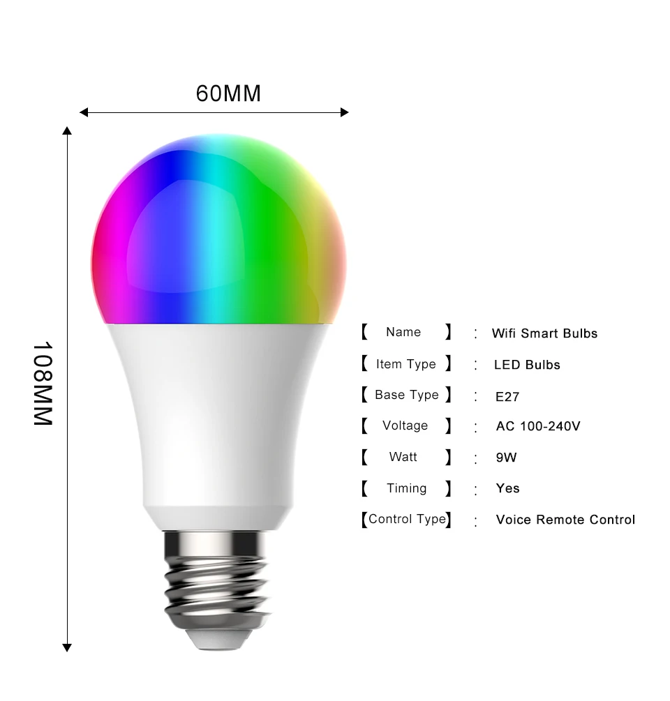 AVATTO светодиодный умный светильник 9 Вт RGB+ CW E27 светодиодный пульт дистанционного управления, умная лампа Wifi с Wi-Fi Google Home Alexa Голосовое управление