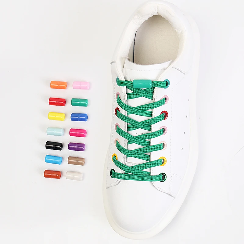 

New Flat Shoelaces Elastic Suitable for all shoes No tie shoelace Round plastic capsule lock Adult children Universal Lazy lace