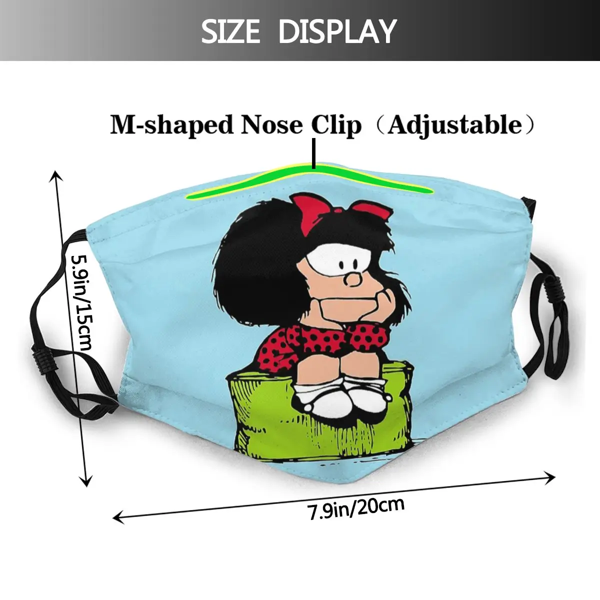 Многоразовая маска для лица Mafalda с мультяшными комиксами Quino фильтром защита от