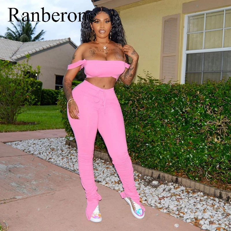 Ranberone Женский фитнес спортивный комплект из двух предметов боди без бретелек