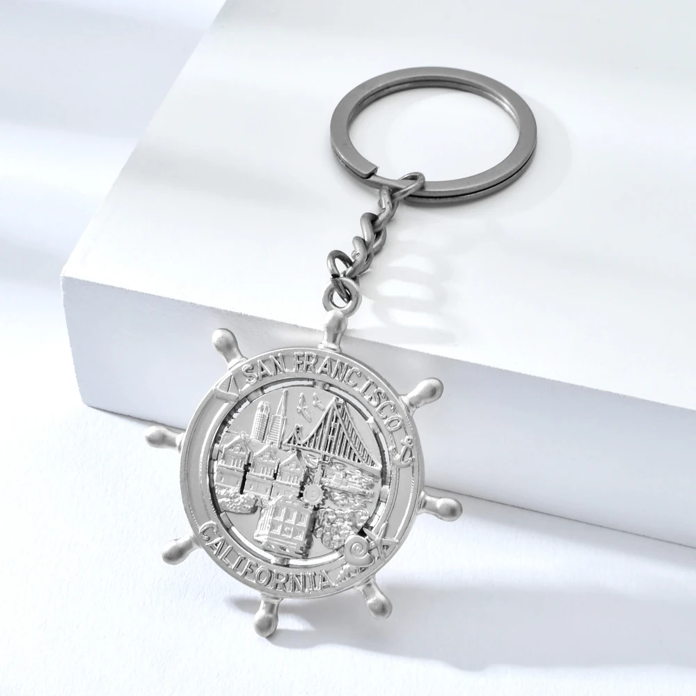 Vicney Rudder брелок Сан Франсиско US сувенир из поездки подарок для друга серебряный