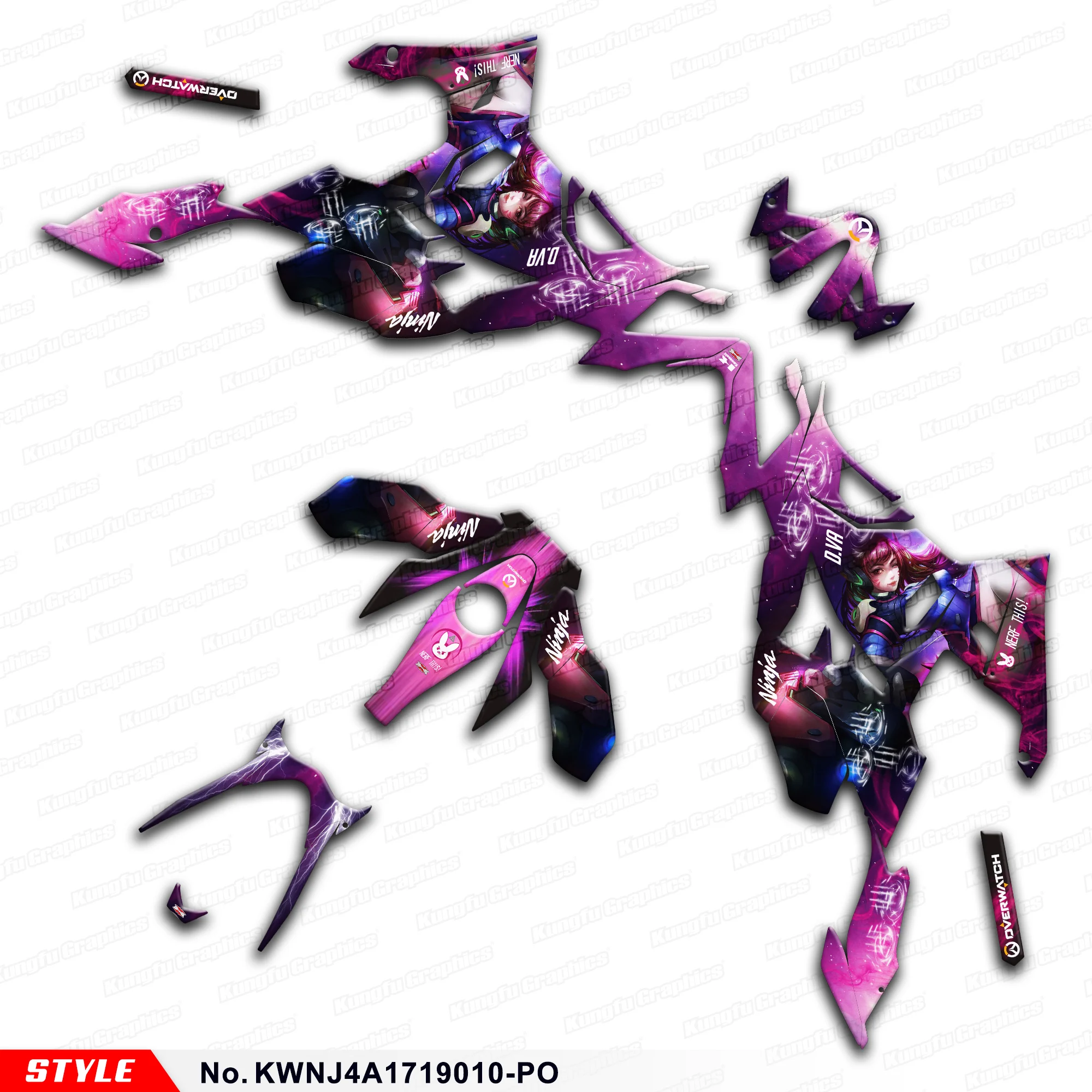 Автомобильные обмотки из виниловых наклеек Aftermarket для Ninja 250 400 ABS 2017 2018 2019 2020 2021 Стиль № KWNJ4A1719010-PO Пурпурные.