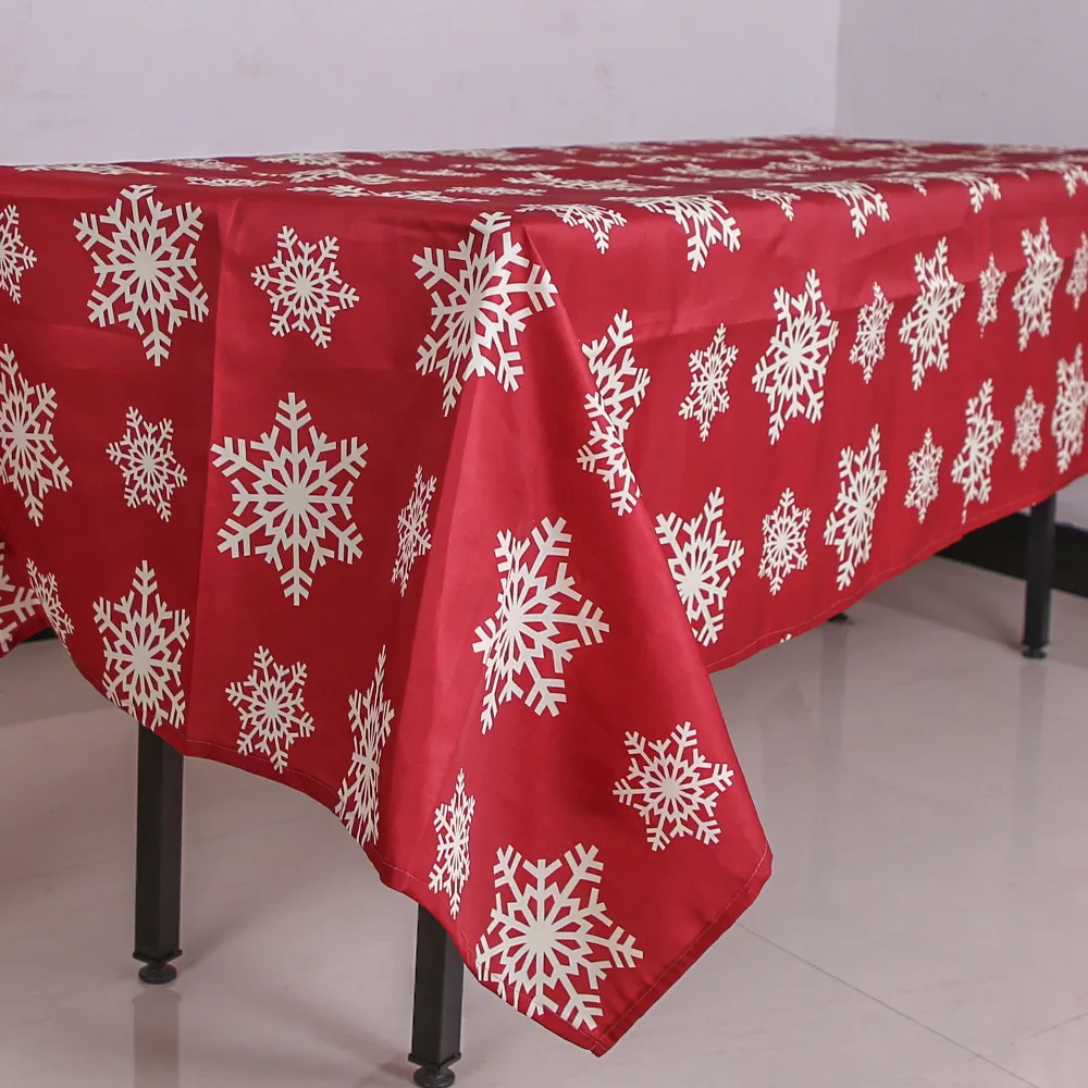 

New Christmas Decorations Dining Table Polyester Snowflake Tablecloth Household Decorations Antifouling Tablecloth 2021