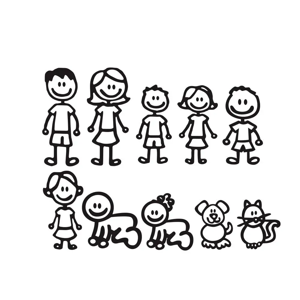 DIY самоклеющиеся фигурки семейные наклейки высечки виниловая наклейка бампера