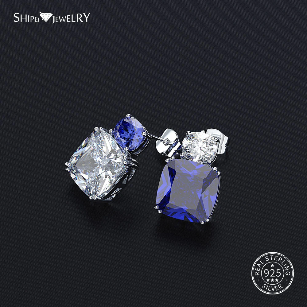 Женские гипоаллергенные серьги пусеты Shipei квадратные Пусеты Из 100% стерлингового