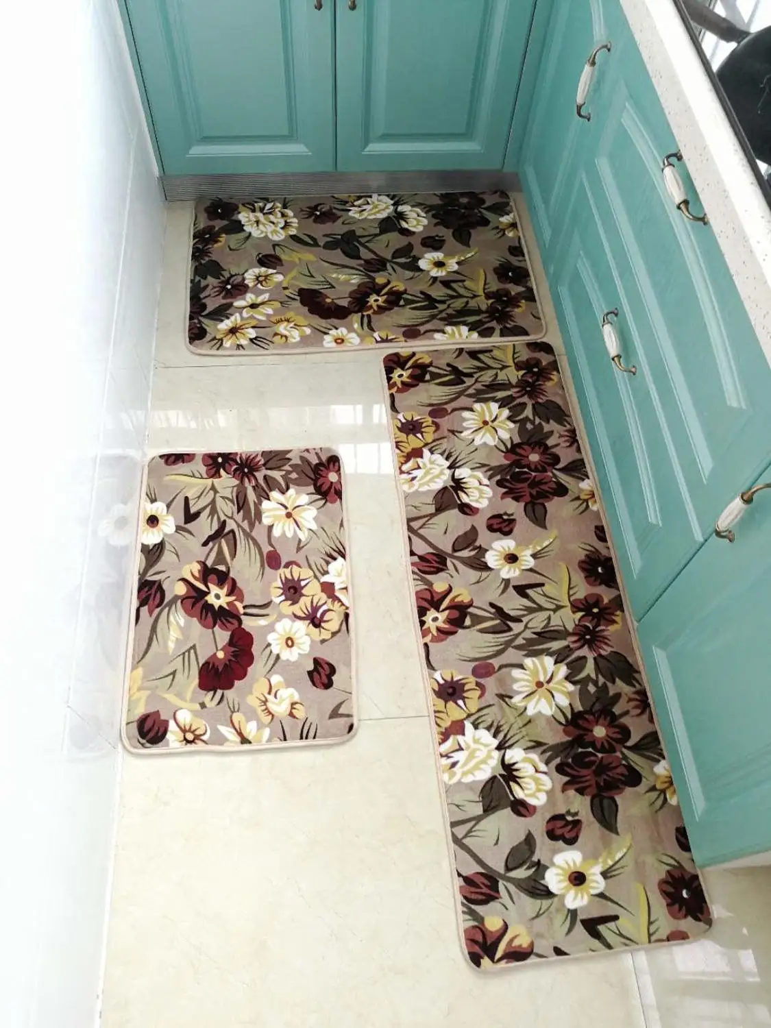 khaki flower Домашний напольный коврик, набор кухонных ковров, коврик для входной двери, водопоглощающий кухонный коврик, коврик для гостиной, прихожей, дивана, ковер 40*60/50*80/40*120 см - Цвет: khaki flower