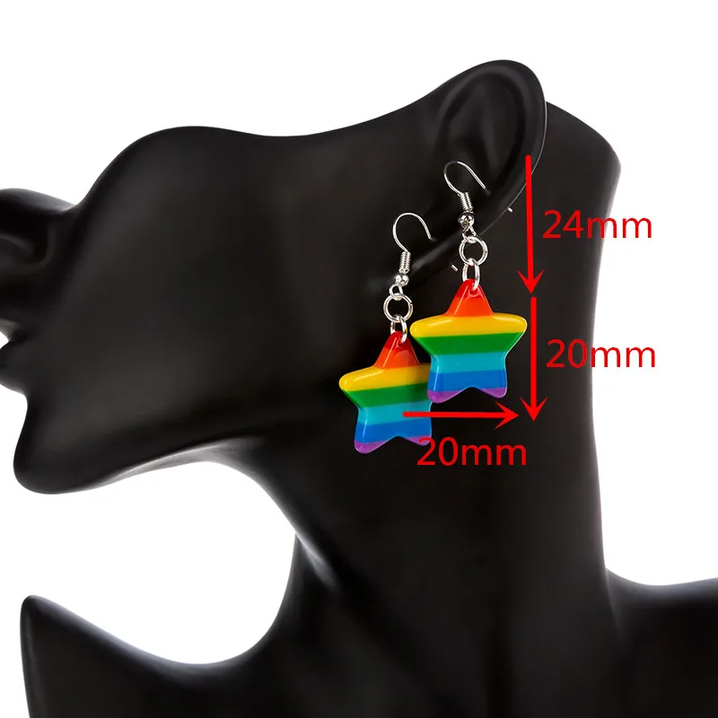 Симпатичные серьги-подвески ЛГБТ в радужную полоску