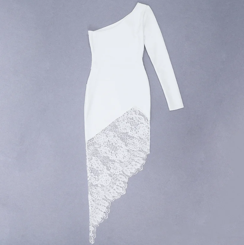 

Elegant Dress High Quality White Fashion Women Night Club Bodycon Celebrity Evening Party Dress Lace Sexy Bandage Dress