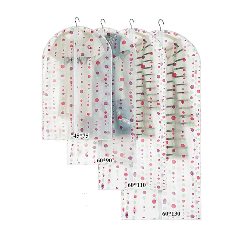 

Transparent EVA Printed Dust Cover Clothes Hanging Bags Home Suit Coat Dust Cover Storage Wardrobe Organizer 1pcs/lot JG004