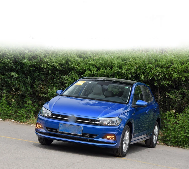 EOsuns led drl дневные ходовые огни для Volkswagen polo с динамическим движущимся желтым поворотным сигналом и синим ночным светом
