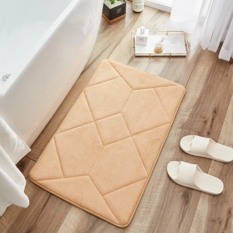 

Inya Bathroom carpet Non-Slip Pebble Flannel pad Floor Carpet Memory Foam Rug Coral Fleece Mats Set Mattress for Bathroom Decor