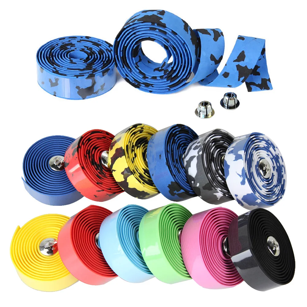 2PCS Cycling Road Bike Sports Cork Handlebar Tape+ 2 Bar Plug Steering Wheel Cover Non-slip Belt Rubber Tape руль для велосипеда |