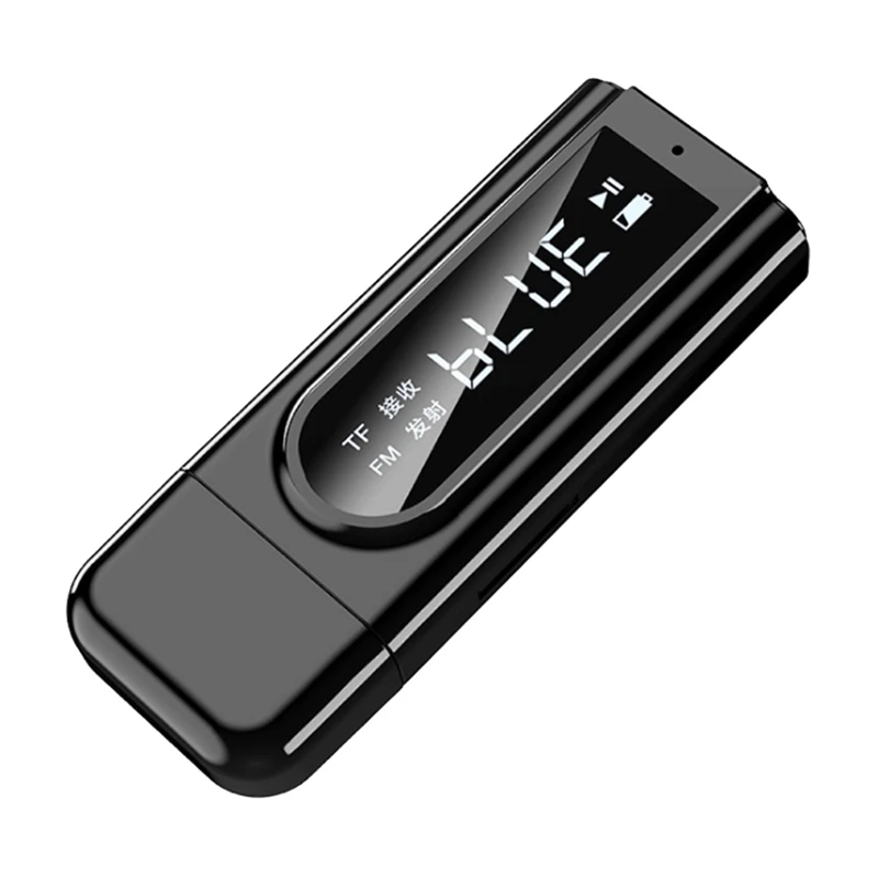 

Bluetooth 5.0 Receiver Transmitter with TF Card Slot 3.5mm Aux FM 2 in 1 Wireless Audio Adapter for PC Headphone