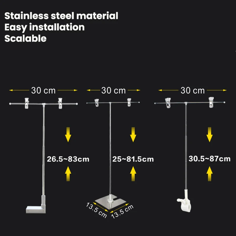 Stainless Steel Desktop Photo Mini Tripod Marble Pattern Photography Background Paper Holder, Adjustable Poster T-Shaped Brack