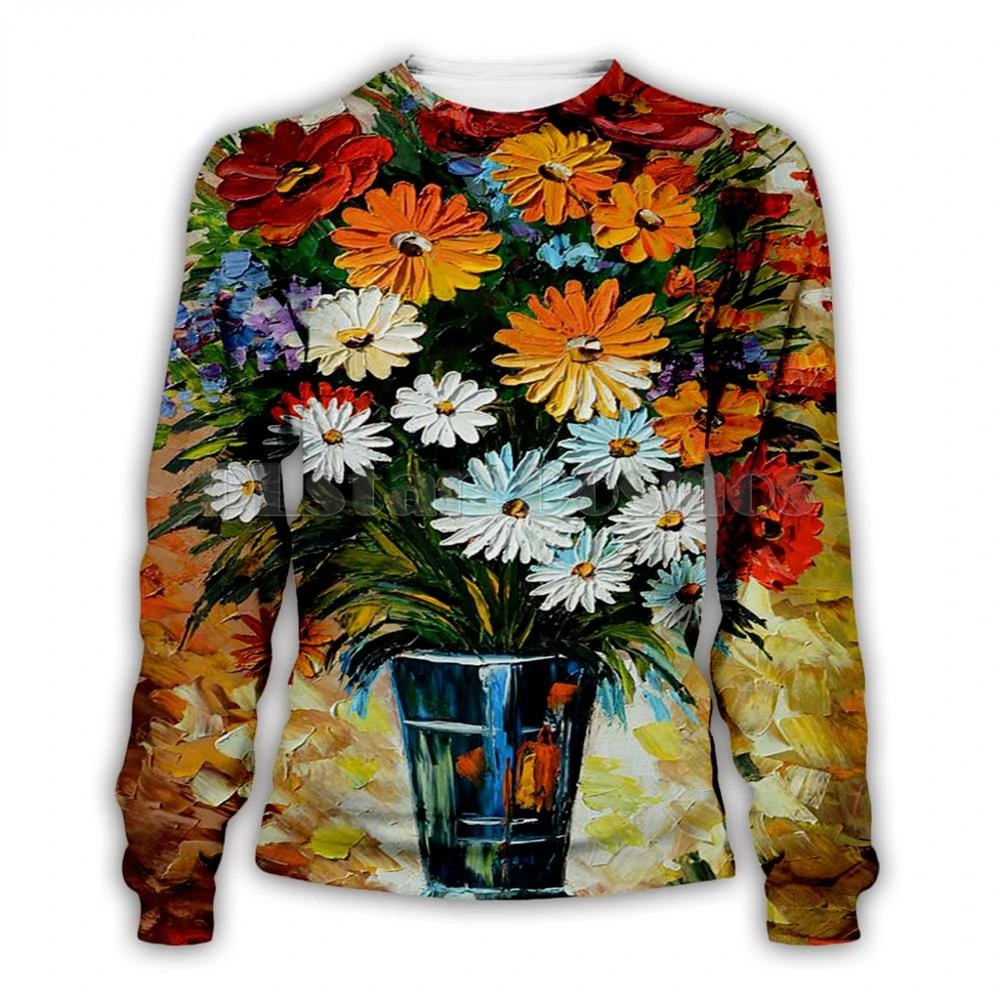 

Men's Women's 3D Floral Print Sweatshirt Long Sleeve Streetwear Fashion Pullover 2021 New