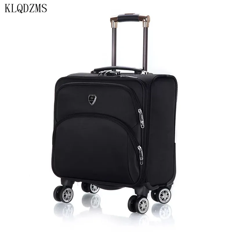 KLQDZMS Fashion Multifunction Men Business Rolling Luggage 18 Inch Carry Ons Trolley Travel Bag Women Suitcase