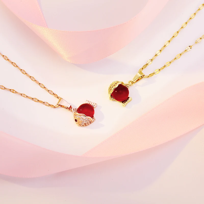 Женское Ожерелье с золотой рыбкой подходящая одежда креативная форма маленькой