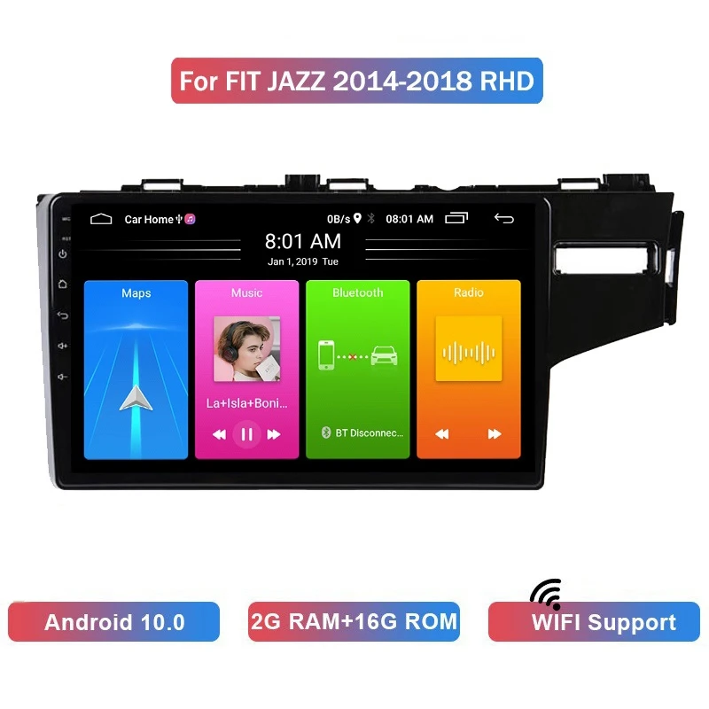 

10 Inch 2 Din Android 10.0 Car MP5 Player Stereo Radio 2+16GB Wifi Bluetooth GPS Navigation for Honda Fit 2014-2018 RHD
