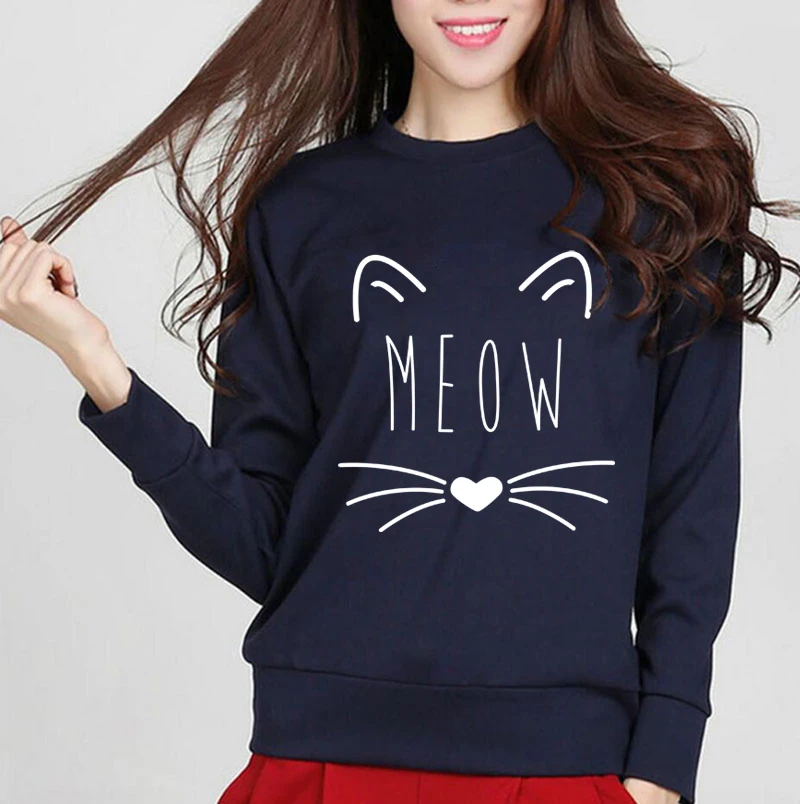 Kawaii Cat Meow женские толстовки с принтом 2020 новая осенне зимняя толстовка Китти