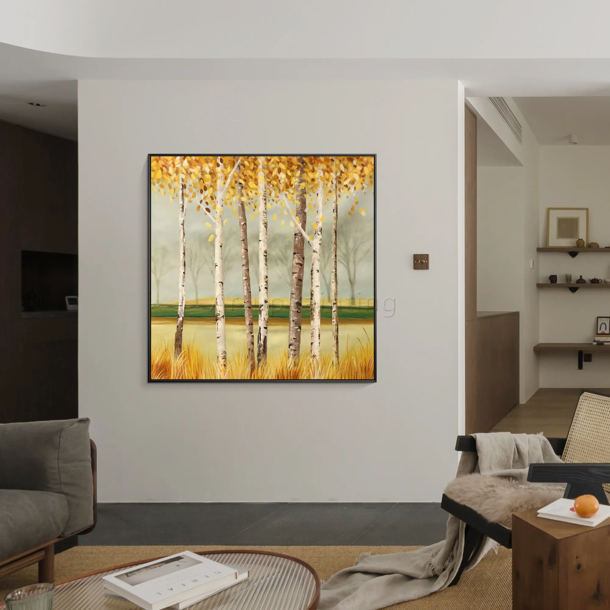 

Original Large Acrylic texture Modern Abstract gold tree flower canvas oil painting wall art picture living room Home decor