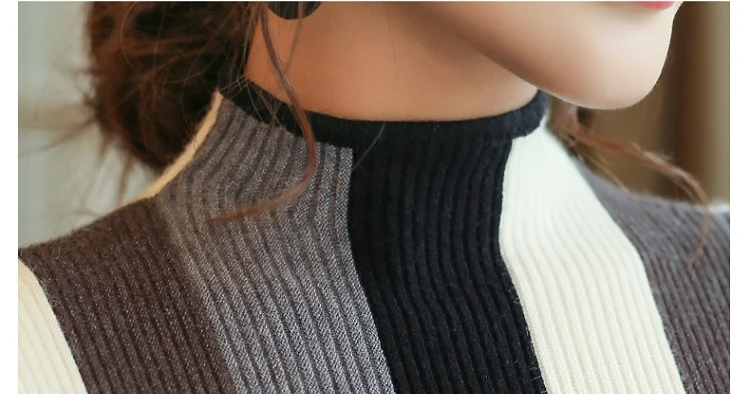 New Spring Knit Turtleneck Sweater Women Cloth Fashion 2020 Long Sleeve Pullovers Striped Knitted 1327 45 | Женская одежда