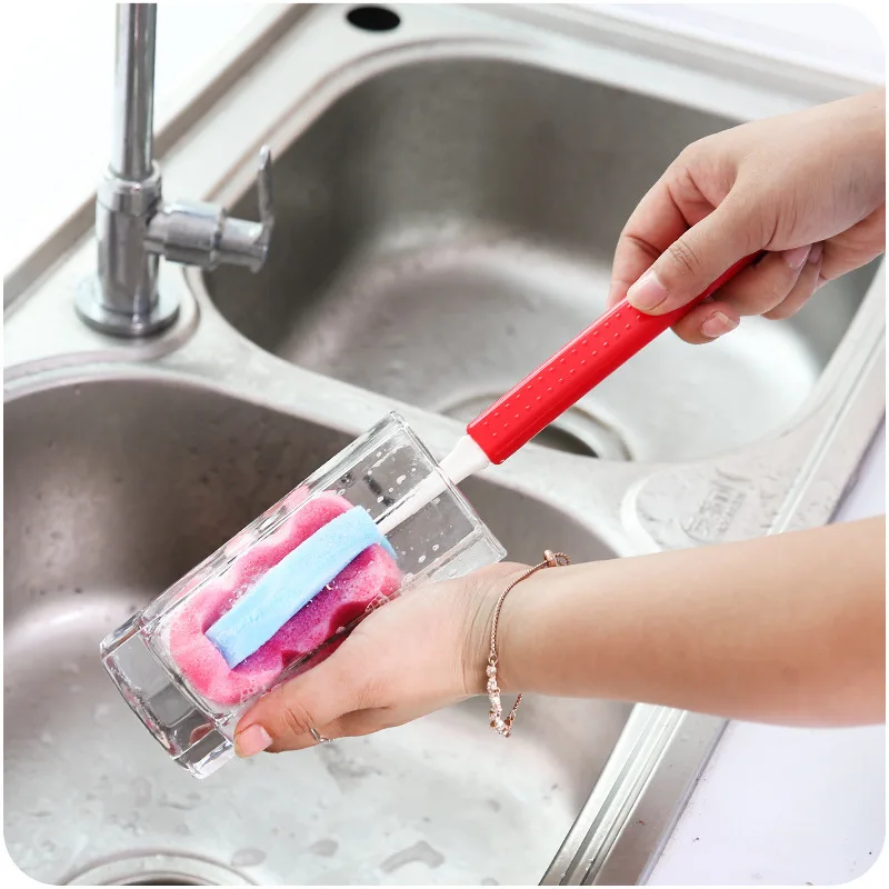 Чистящая щетка губка длинная чашка губчатая ручка для мытья может быть растянута